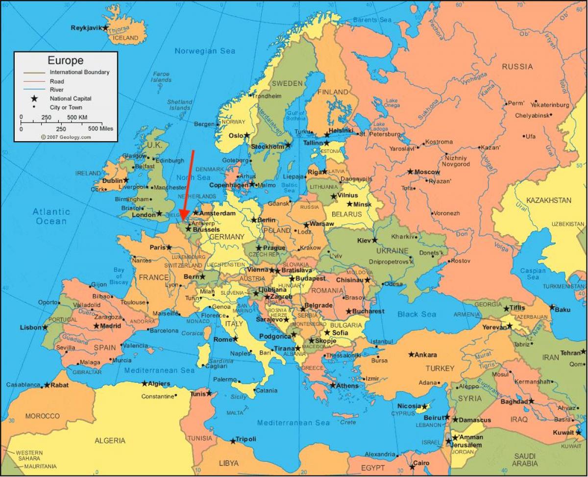 Belgium sur la carte Western Europe